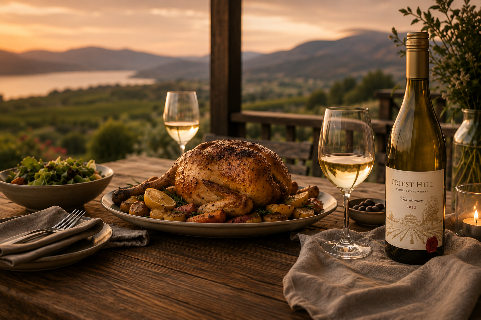Summer dinner with wine