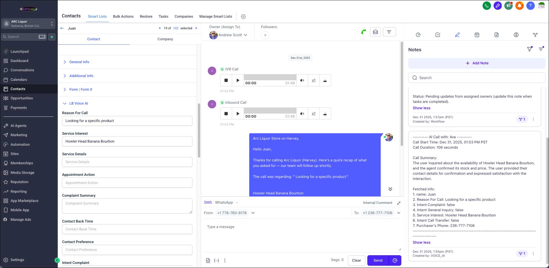 image of an email that the AI sent to the store manager.
