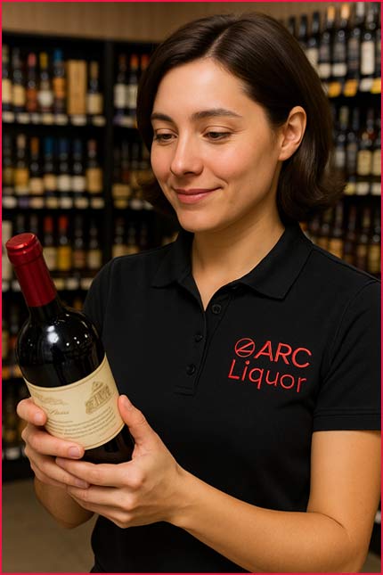 image of Emily, Arc's AI virtual Assistant studing a bottle label in the store