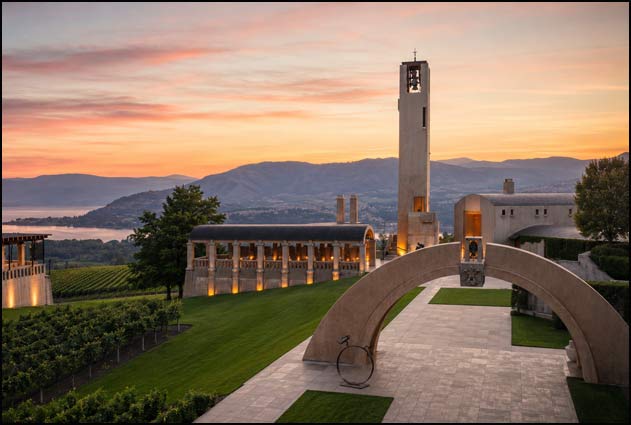 Mission Hill vineyards overlooking Okanagan Lake and the surrounding valley