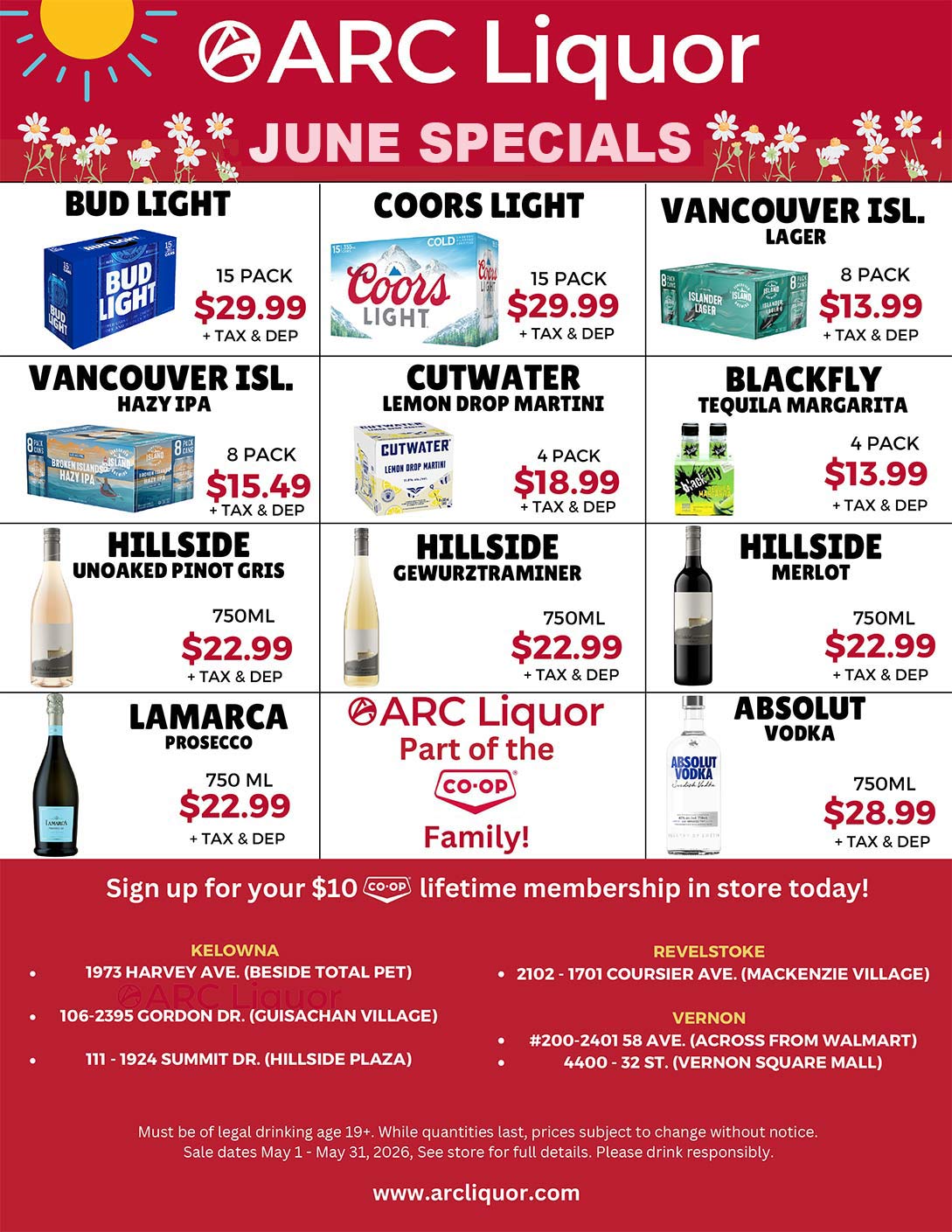 ARC Liquor May monthly Specials Flyer
