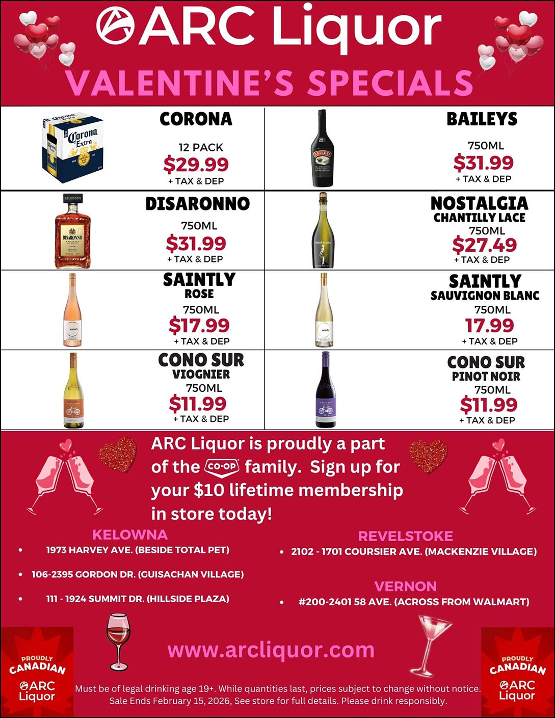 ARC Liquor February Super Bowl monthly Specials Flyer